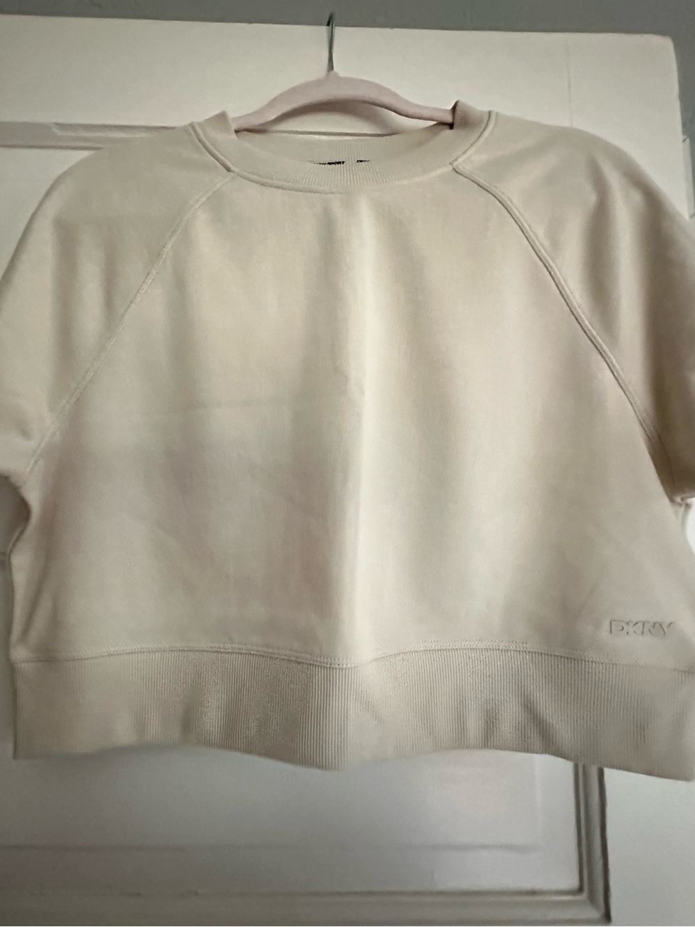 DKNY Cream Crewneck Cropped Sweater
